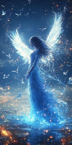 5D Diamant Painting Engel Diamond Painting Kinder Vogel, DIY Runden Steine Mosaikherstellung Basteln Erwachsene Anfänger Set für Heim Schlafzimmer Wand Deko Wohnzimmer, Geschenke Frau 70x140cm XG7F-IU von LLEDAOZN