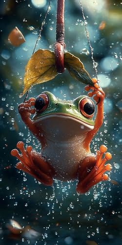 5D Diamant Painting Frosch Diamond Painting Kinder Pflanze, DIY Runden Steine Mosaikherstellung Basteln Erwachsene Anfänger Set für Heim Schlafzimmer Wand Deko Wohnzimmer, Geschenke 20x40cm GT5I-SP von LLEDAOZN