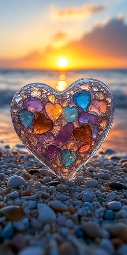 5D Diamant Painting Herz Diamond Painting Kinder Landschaft, DIY Runden Steine Mosaikherstellung Basteln Erwachsene Anfänger Set für Heim Schlafzimmer Wand Deko Wohnzimmer, Geschenke 30x60cm 10G9-98 von LLEDAOZN