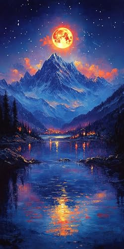 5D Diamant Painting Landschaft Diamond Painting Kinder See, DIY Runden Steine Mosaikherstellung Basteln Erwachsene Anfänger Set für Heim Schlafzimmer Wand Deko Wohnzimmer, Geschenke 90x180cm DK92-15 von LLEDAOZN