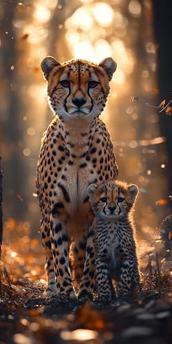 5D Diamant Painting Leopard Diamond Painting Kinder Baum, DIY Runden Steine Mosaikherstellung Basteln Erwachsene Anfänger Set für Heim Schlafzimmer Wand Deko Wohnzimmer, Geschenke 80x160cm 58X5-BA von LLEDAOZN