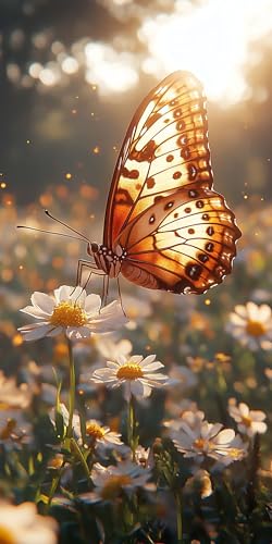 5D Diamant Painting Schmetterling Diamond Painting Kinder Landschaft, DIY Runden Steine Mosaikherstellung Basteln Erwachsene Anfänger Set für Heim Schlafzimmer Wand Deko Wohnzimmer 100x200cm 7I32-PO von LLEDAOZN