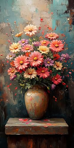 5D Diamant Painting Vase Diamond Painting Kinder Blume, DIY Runden Steine Mosaikherstellung Basteln Erwachsene Anfänger Set für Heim Schlafzimmer Wand Deko Wohnzimmer, Geschenke Frau 100x200cm 03Z6-TJ von LLEDAOZN