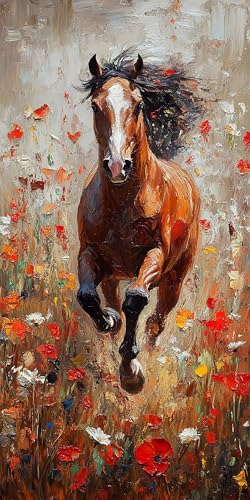5D Diamant Painting horse Diamond Painting Kinder Blume, DIY Runden Steine Mosaikherstellung Basteln Erwachsene Anfänger Set für Heim Schlafzimmer Wand Deko Wohnzimmer, Geschenke 100x200cm U2Z2-8F von LLEDAOZN