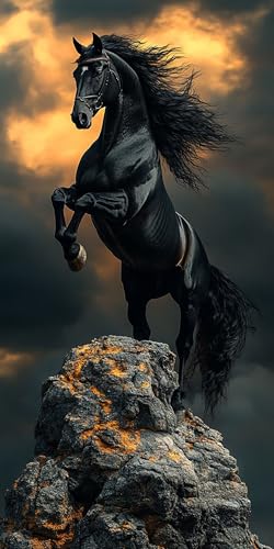 5D Diamant Painting horse Diamond Painting Kinder Landschaft, DIY Runden Steine Mosaikherstellung Basteln Erwachsene Anfänger Set für Heim Schlafzimmer Wand Deko Wohnzimmer, Geschenke 40x80cm 2Z2M-11 von LLEDAOZN