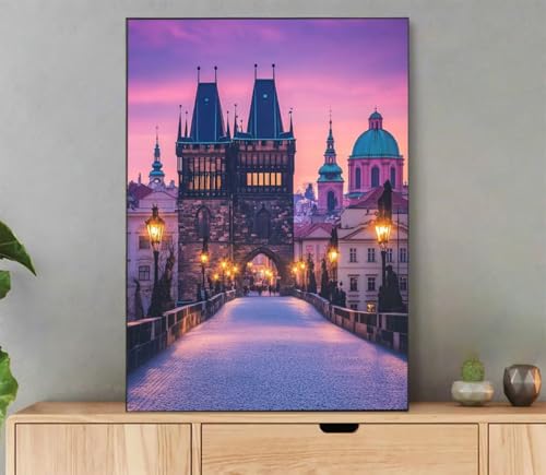 Architektur Malen Nach Zahlen Erwachsene, Malen Nach Zahlen Landschaft Muster, DIY Handgemalt Leinwand Ölgemälde Set für Adult Anfänger, mit Pinseln und Acrylfarbe, Deko Schlafzimmer, 60x80cm L2-7831 von LLEDAOZN