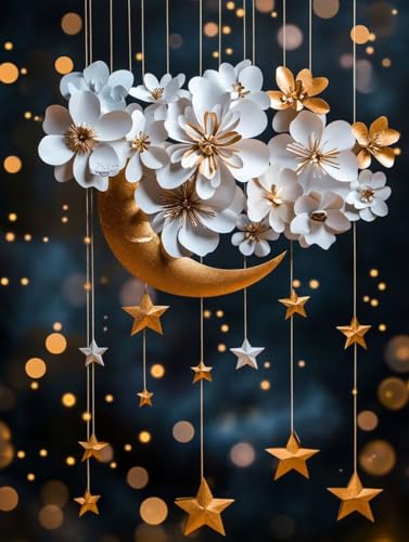 Blume Diamond Painting Erwachsene, 5D Diamant Painting Bilder Abstrakt, DIY Runden Steine Mosaikherstellung Basteln Erwachsene Anfänger Set, Zimmer Wand Deko Aesthetic, Geschenke 50 x 70cm 6P-9 von LLEDAOZN