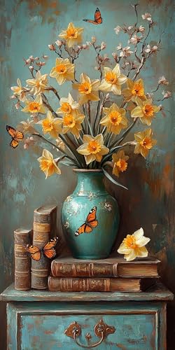 Blume Diamond Painting Erwachsene Groß 20x40cm, 5D Diamond Painting Landschaft, DIY Runden Steine Kristall Kunst Basteln Set Erwachsene Anfänger Set, Entspannung und Zimmer Wanddeko, Geschenke ZHVL-10 von LLEDAOZN
