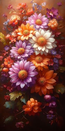 Blume Diamond Painting Erwachsene Groß 40x80cm, 5D Diamond Painting Verträumt, DIY Runden Steine Kristall Kunst Basteln Set Erwachsene Anfänger Set, Entspannung und Zimmer Wanddeko, Geschenke E787-M7 von LLEDAOZN