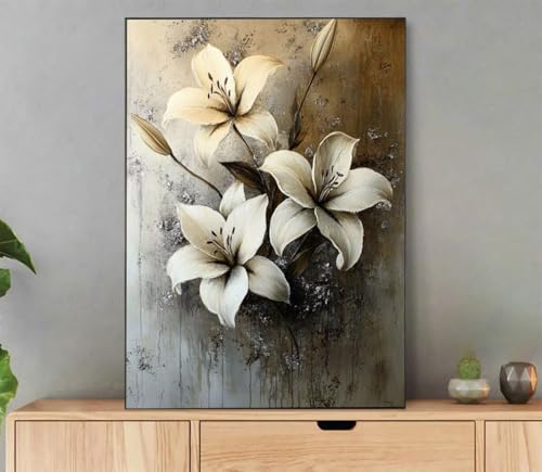 Blume Malen Nach Zahlen Erwachsene, Malen Nach Zahlen Landschaft Muster, DIY Handgemalt Leinwand Ölgemälde Set für Adult Anfänger, mit Pinseln und Acrylfarbe, Deko Schlafzimmer, 100x135cm L8-6968 von LLEDAOZN