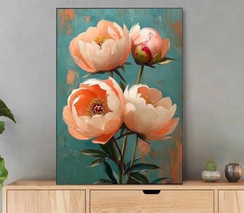 Blume Malen Nach Zahlen Erwachsene, Malen Nach Zahlen Landschaft Muster, DIY Handgemalt Leinwand Ölgemälde Set für Adult Anfänger, mit Pinseln und Acrylfarbe, Deko Schlafzimmer, 40x50cm LG-8325 von LLEDAOZN