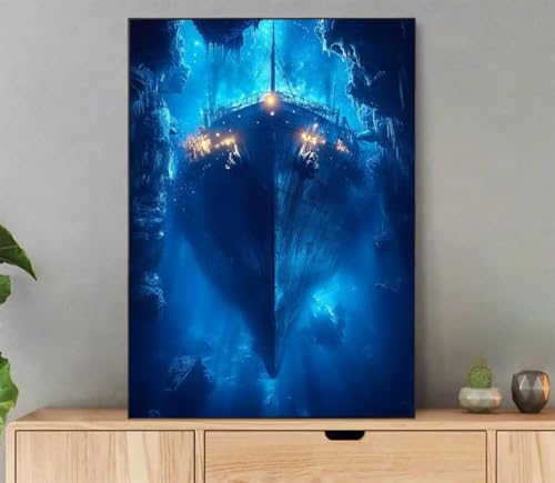 Boot Malen Nach Zahlen Erwachsene, Malen Nach Zahlen Ozean Muster, DIY Handgemalt Leinwand Ölgemälde Set für Adult Anfänger, mit 3 Pinseln und Acrylfarbe, Weihnachtsdeko Schlafzimmer, 35x45cm Ld6-8276 von LLEDAOZN