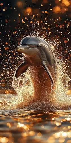 Delphin Diamond Painting Erwachsene Groß 70x140cm, 5D Diamond Painting Landschaft, DIY Runden Steine Kristall Kunst Basteln Set Erwachsene Anfänger Set, zur Entspannung und Zimmer Wanddeko S6VV-87 von LLEDAOZN