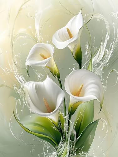 Diamond Painting Blume, 5D Landschaft Diamond Painting Erwachsene Children, DIY Runden Steine Bastelset Erwachsene Crystal Art Malerei Set für Zimmer Deko Wohnzimmer, Geschenke Frau 20x30cm R8-Y von LLEDAOZN