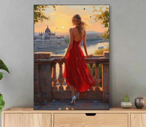 Frau Malen Nach Zahlen Erwachsene, Malen Nach Zahlen Sonnenuntergang Muster, DIY Handgemalt Leinwand Ölgemälde Set für Adult Anfänger, mit Pinseln und Acrylfarbe, Deko Schlafzimmer, 100x135cm LV-568 von LLEDAOZN