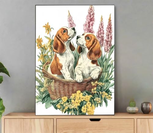 Hund Malen Nach Zahlen Erwachsene, Malen Nach Zahlen Landschaft Muster, DIY Handgemalt Leinwand Ölgemälde Set für Adult Anfänger, mit Pinseln und Acrylfarbe, für Deko Schlafzimmer, 35x45cm LY-8356 von LLEDAOZN