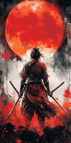 Japanese Samurai Diamond Painting Erwachsene Groß 100x200cm, 5D Diamond Painting Sonnenuntergang, DIY Runden Steine Kristall Kunst Basteln Set Erwachsene Anfänger Set, Zimmer Wanddeko Geschenke 0Z0I-J von LLEDAOZN