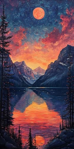 Landschaft Diamond Painting Erwachsene Groß 80x160cm, 5D Diamond Painting Sonnenuntergang, DIY Runden Steine Kristall Kunst Basteln Set Erwachsene Anfänger Set, Entspannung und Zimmer Wanddeko 378Z-4F von LLEDAOZN