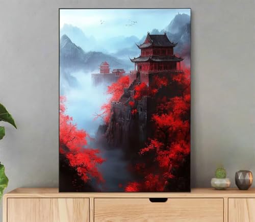 Landschaft Malen Nach Zahlen Erwachsene, Malen Nach Zahlen Architektur Muster, DIY Handgemalt Leinwand Ölgemälde Set für Adult Anfänger, mit Pinseln und Acrylfarbe, Deko Schlafzimmer, 20x30cm LF-8338 von LLEDAOZN