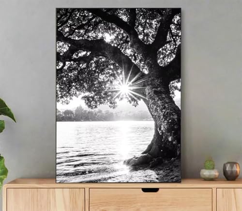 Landschaft Malen Nach Zahlen Erwachsene, Malen Nach Zahlen Baum Muster, DIY Handgemalt Leinwand Ölgemälde Set für Adult Anfänger, mit Pinseln und Acrylfarbe, für Deko Schlafzimmer, 60x80cm L5-3495 von LLEDAOZN