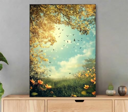 Landschaft Malen Nach Zahlen Erwachsene, Malen Nach Zahlen Blume Muster, DIY Handgemalt Leinwand Ölgemälde Set für Adult Anfänger, mit Pinseln und Acrylfarbe, für Deko Schlafzimmer, 30x40cm LV-435 von LLEDAOZN