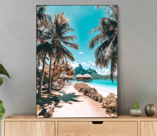 Landschaft Malen Nach Zahlen Erwachsene, Malen Nach Zahlen Ozean Muster, DIY Handgemalt Leinwand Ölgemälde Set für Adult Anfänger, mit Pinseln und Acrylfarbe, Deko Schlafzimmer, 35x45cm LY-7716 von LLEDAOZN