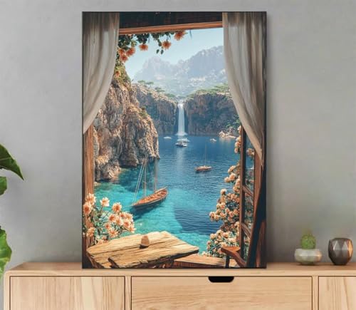 Landschaft Malen Nach Zahlen Erwachsene, Malen Nach Zahlen Pflanze Muster, DIY Handgemalt Leinwand Ölgemälde Set für Adult Anfänger, mit Pinseln und Acrylfarbe, Deko Schlafzimmer, 60x80cm L4-8039 von LLEDAOZN