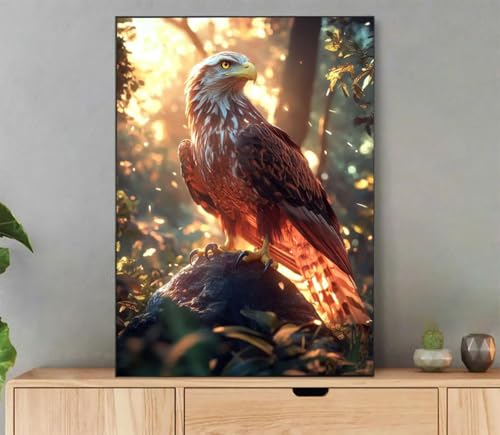 Malen Nach Zahlen Erwachsene Adler Paint by Numbers Landschaft Malen Nach Zahlen mit Rahmen 20x30cm Leinwand Ölgemälde Set mit Pinseln und Acrylfarbe für Zimmer Deko Geschenke für Frauen L1-1802 von LLEDAOZN