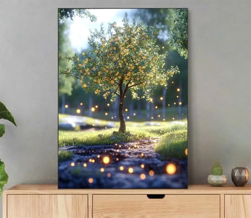 Malen Nach Zahlen Erwachsene Baum Paint by Numbers Dreamy Malen Nach Zahlen mit Rahmen 60x80cm Leinwand Ölgemälde Set mit Pinseln und Acrylfarbe für Zimmer Deko Wohnzimmer Geschenke für Frauen LB-8239 von LLEDAOZN