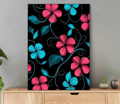Malen Nach Zahlen Erwachsene Blume Paint by Numbers Abstrakt Malen Nach Zahlen mit Rahmen 30x40cm Leinwand Ölgemälde Set mit Pinseln und Acrylfarbe, für Zimmer Deko Wohnzimmer, Geschenkes LN-7723 von LLEDAOZN