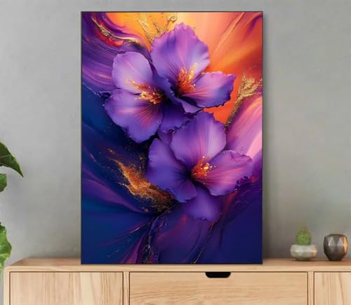 Malen Nach Zahlen Erwachsene Blume Paint by Numbers Abstrakt Malen Nach Zahlen mit Rahmen 40x50cm Leinwand Ölgemälde Set mit Pinseln und Acrylfarbe, für Zimmer Deko Wohnzimmer, Geschenkes LL-381 von LLEDAOZN