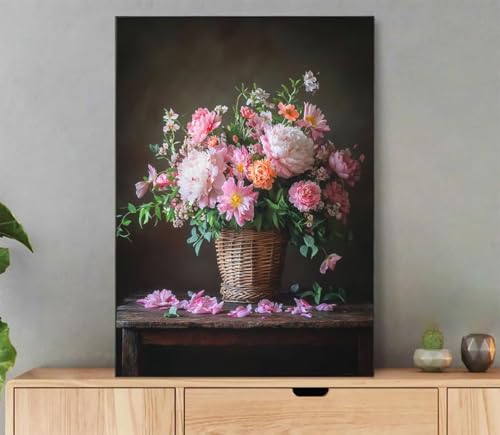 Malen Nach Zahlen Erwachsene Blume Paint by Numbers Pflanze Malen Nach Zahlen mit Rahmen 20x30cm Leinwand Ölgemälde Set mit Pinseln und Acrylfarbe, für Zimmer Deko Wohnzimmer, Geschenkes L9-394 von LLEDAOZN
