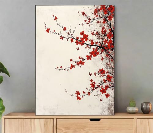 Malen Nach Zahlen Erwachsene Blume Paint by Numbers Pflanze Malen Nach Zahlen mit Rahmen 30x40cm Leinwand Ölgemälde Set mit Pinseln und Acrylfarbe, für Zimmer Deko Wohnzimmer, Geschenkes L4-8347 von LLEDAOZN