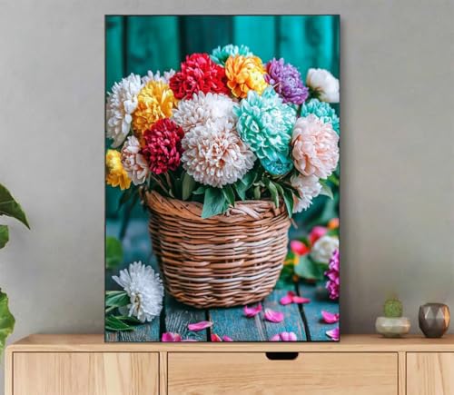 Malen Nach Zahlen Erwachsene Blume Paint by Numbers Pflanze Malen Nach Zahlen mit Rahmen 40x50cm Leinwand Ölgemälde Set mit Pinseln und Acrylfarbe, für Zimmer Deko Wohnzimmer, Geschenkes LP-1629 von LLEDAOZN