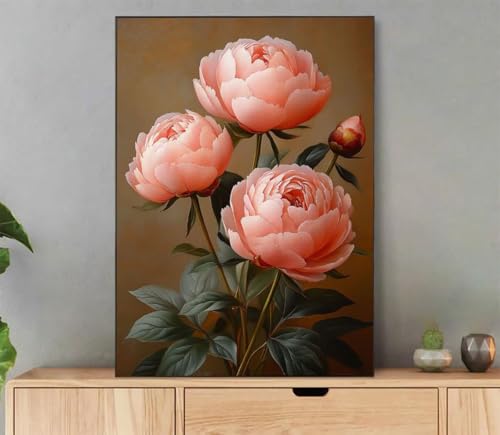 Malen Nach Zahlen Erwachsene Blume Paint by Numbers Pflanze Malen Nach Zahlen mit Rahmen 50x70cm Leinwand Ölgemälde Set mit Pinseln und Acrylfarbe, für Zimmer Deko Wohnzimmer, Geschenkes L2-8334 von LLEDAOZN