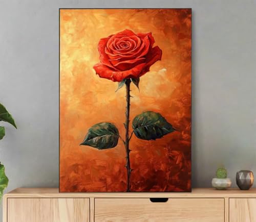 Malen Nach Zahlen Erwachsene Blume Paint by Numbers Pflanze Malen Nach Zahlen mit Rahmen 60x80cm Leinwand Ölgemälde Set mit Pinseln und Acrylfarbe, für Zimmer Deko Wohnzimmer, Geschenkes L8-7999 von LLEDAOZN