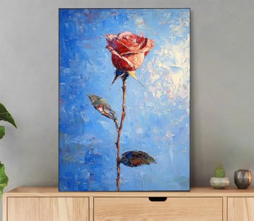 Malen Nach Zahlen Erwachsene Blume Paint by Numbers Roses Malen Nach Zahlen mit Rahmen 60x80cm Leinwand Ölgemälde Set mit Pinseln und Acrylfarbe für Zimmer Deko Wohnzimmer Geschenke für Frauen L9-7983 von LLEDAOZN