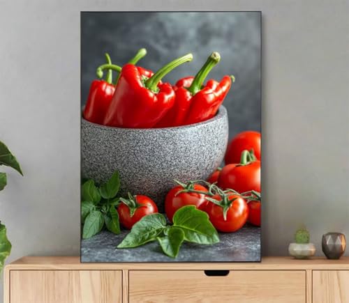 Malen Nach Zahlen Erwachsene Essen Paint by Numbers Landschaft Malen Nach Zahlen mit Rahmen 50x70cm Leinwand Ölgemälde Set mit Pinseln und Acrylfarbe für Zimmer Deko Geschenke für Frauen L2-8302 von LLEDAOZN