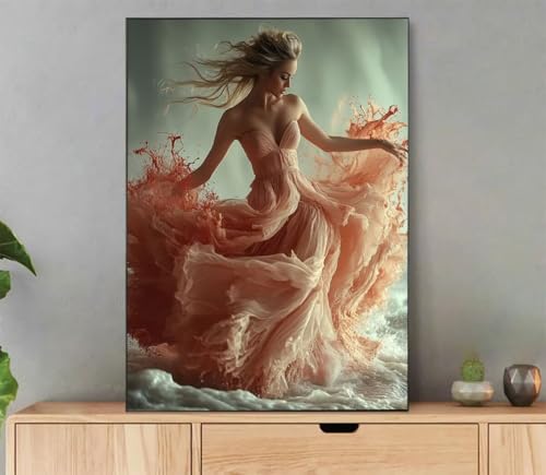 Malen Nach Zahlen Erwachsene Frau Paint by Numbers Dreamy Malen Nach Zahlen mit Rahmen 20x30cm Leinwand Ölgemälde Set mit Pinseln und Acrylfarbe für Zimmer Deko Wohnzimmer Geschenke für Frauen Ld1-522 von LLEDAOZN