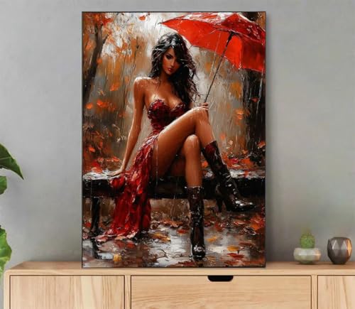 Malen Nach Zahlen Erwachsene Frau Paint by Numbers Landschaft Malen Nach Zahlen mit Rahmen 50x70cm Leinwand Ölgemälde Set mit Pinseln und Acrylfarbe, für Zimmer Deko Wohnzimmer, Geschenkes L0-542 von LLEDAOZN