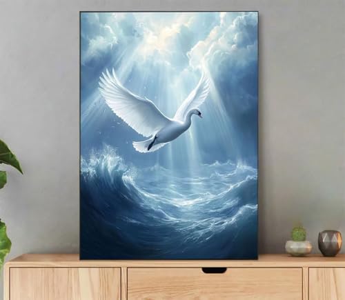 Malen Nach Zahlen Erwachsene Gans Paint by Numbers Ozean Malen Nach Zahlen mit Rahmen 30x40cm Leinwand Ölgemälde Set mit Pinseln und Acrylfarbe für Zimmer Deko Wohnzimmer Geschenke für Frauen LdO-491 von LLEDAOZN