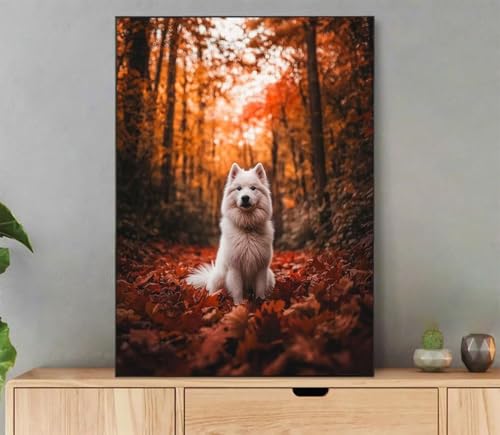 Malen Nach Zahlen Erwachsene Hund Paint by Numbers Pflanze Malen Nach Zahlen mit Rahmen 40x50cm Leinwand Ölgemälde Set mit Pinseln und Acrylfarbe, für Zimmer Deko Wohnzimmer, Geschenkes L0-7709 von LLEDAOZN
