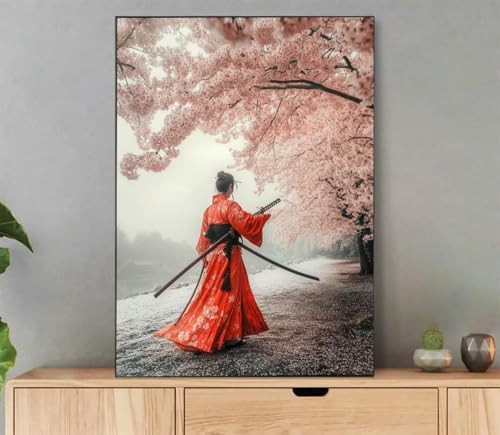 Malen Nach Zahlen Erwachsene Japan Paint by Numbers Landschaft Malen Nach Zahlen mit Rahmen 60x80cm Leinwand Ölgemälde Set mit Pinseln und Acrylfarbe für Zimmer Deko Geschenke für Frauen L8-8031 von LLEDAOZN