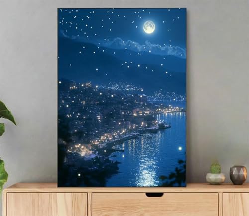 Malen Nach Zahlen Erwachsene Landschaft Paint by Numbers Mond Malen Nach Zahlen mit Rahmen 50x70cm Leinwand Ölgemälde Set mit Pinseln und Acrylfarbe für Zimmer Deko Geschenke für Frauen L1-1390 Malen Nach Zahlen Erwachsene Landschaft Paint by Numbers Mond Malen Nach Zahlen mit Rahmen 50x70cm Leinwand Ölgemälde Set mit Pinseln und Acrylfarbe für Zimmer Deko Geschenke für Frauen L1-1390 von LLEDAOZN