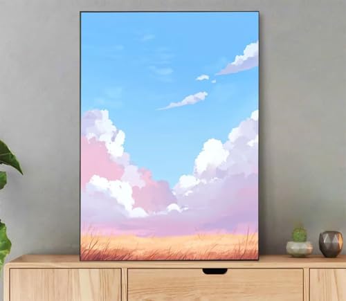 Malen Nach Zahlen Erwachsene Landschaft Paint by Numbers Sky Malen Nach Zahlen mit Rahmen 100x135cm Leinwand Ölgemälde Set mit Pinseln und Acrylfarbe, für Zimmer Deko Wohnzimmer, Geschenkes LA-464 von LLEDAOZN