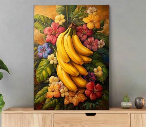 Malen Nach Zahlen Erwachsene Obst Paint by Numbers Banane Malen Nach Zahlen mit Rahmen 30x40cm Leinwand Ölgemälde Set mit Pinseln und Acrylfarbe für Zimmer Deko Wohnzimmer Geschenke für Frauen Ld9-331 von LLEDAOZN