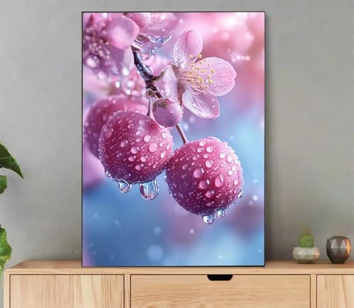 Malen Nach Zahlen Erwachsene Obst Paint by Numbers Landschaft Malen Nach Zahlen mit Rahmen 30x40cm Leinwand Ölgemälde Set mit Pinseln und Acrylfarbe für Zimmer Deko Geschenke für Frauen LC-7739 von LLEDAOZN