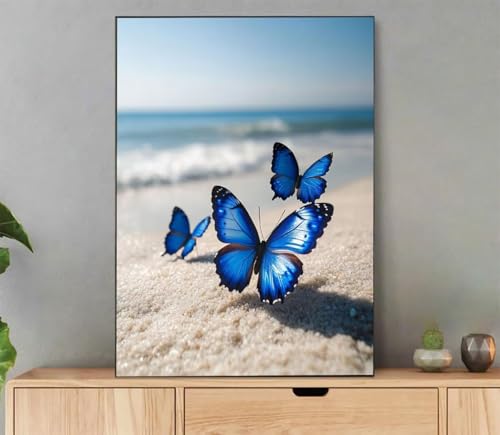 Malen Nach Zahlen Erwachsene Schmetterling Paint by Numbers Ozean Malen Nach Zahlen mit Rahmen 60x80cm Leinwand Ölgemälde Set mit Pinseln und Acrylfarbe für Zimmer Deko Geschenke für Frauen L9-3599 von LLEDAOZN