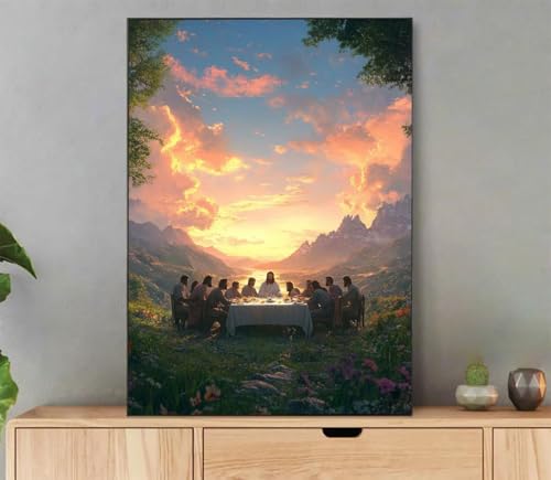 Malen Nach Zahlen Erwachsene Sonnenuntergang Paint by Numbers Landschaft Malen Nach Zahlen mit Rahmen 35x45cm Leinwand Ölgemälde Set mit Pinseln und Acrylfarbe, für Zimmer Deko, Geschenkes LO-364 von LLEDAOZN