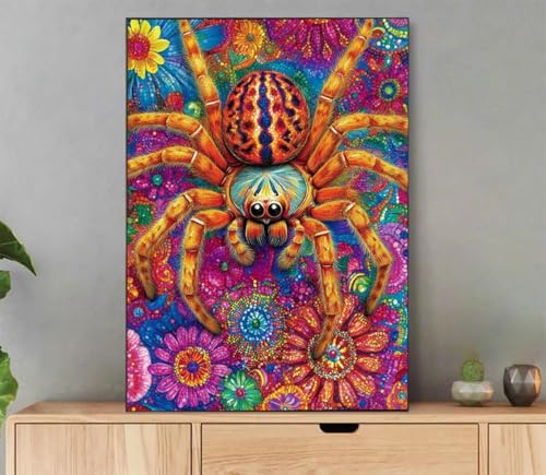 Malen Nach Zahlen Erwachsene Spinne Paint by Numbers Abstrakt Malen Nach Zahlen mit Rahmen 40x50cm Leinwand Ölgemälde Set mit Pinseln und Acrylfarbe, für Zimmer Deko Wohnzimmer, Geschenkes L8-509 von LLEDAOZN